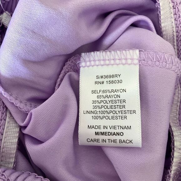 Love Tree Tiered Lavender Smocked Wide Leg Jumpsuit, M. - Picture 14 of 16